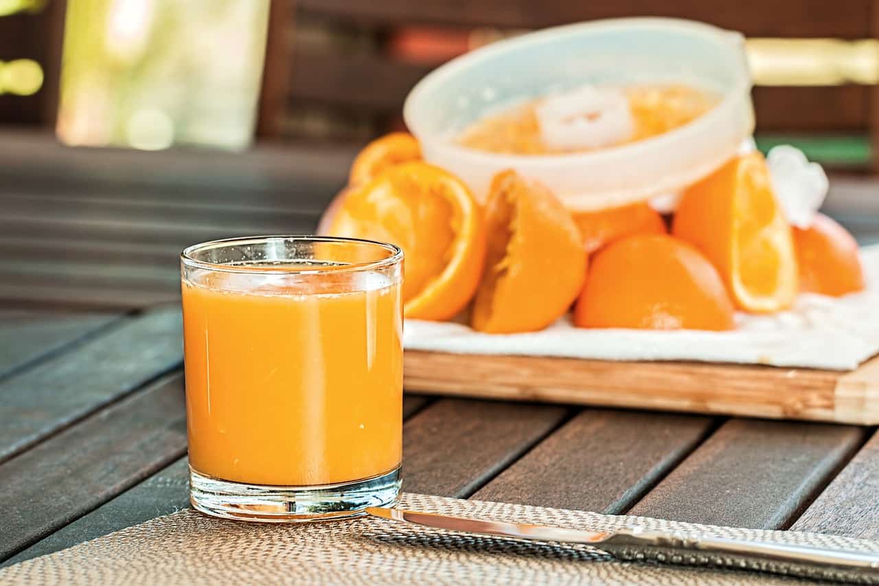 Refreshing orange juice at Stingray Villa, Cozumel Mexico vacation rental, perfect for a relaxing morning by the pool or beach.