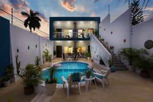 Stylish Vacation Rental at Stingray Villa in Cozumel with a private pool, lush tropical plants, and modern décor, perfect for relaxing stays in Mexico.