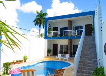 Luxurious vacation rental at Stingray Villa in Cozumel Mexico, featuring a private pool, tropical decor, and scenic ocean views, perfect for a relaxing getaway.