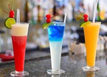 Colorful tropical cocktails served at Stingray Villa in Cozumel, Mexico for a relaxing vacation experience.