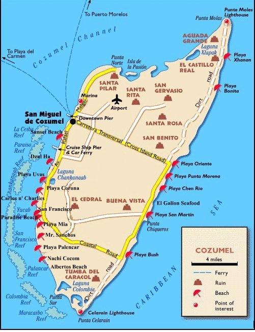 Cozumel Beaches Map