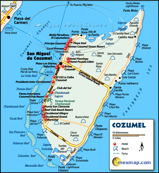 Cozumel Hotel Map