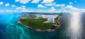 Lush tropical island and mangrove wetlands in Cozumel, Mexico, perfect for eco-tours and outdoor adventures near Stingray Villa vacation rental.