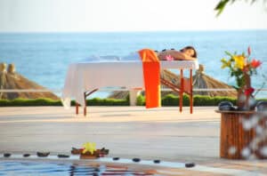 Relaxing beachfront massage therapy in Cozumel.